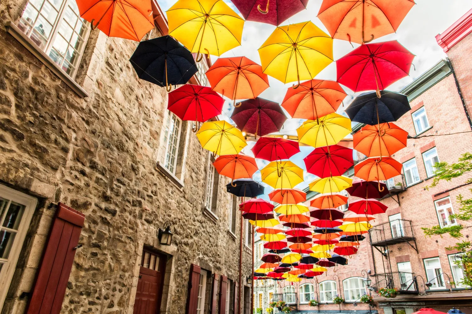 Umbrellas in Petit Champlain street Quebec